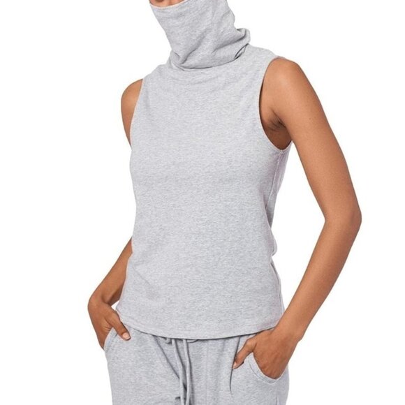 BAM by Betsy & Adam Attached Mask Turtleneck Tank Top Size Small Heather Gray - Picture 9 of 10